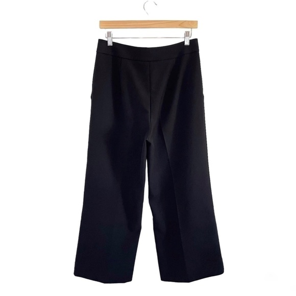 St. John Wide Leg Cropped Trouser High Waist Pant Black 6 - Picture 2 of 12